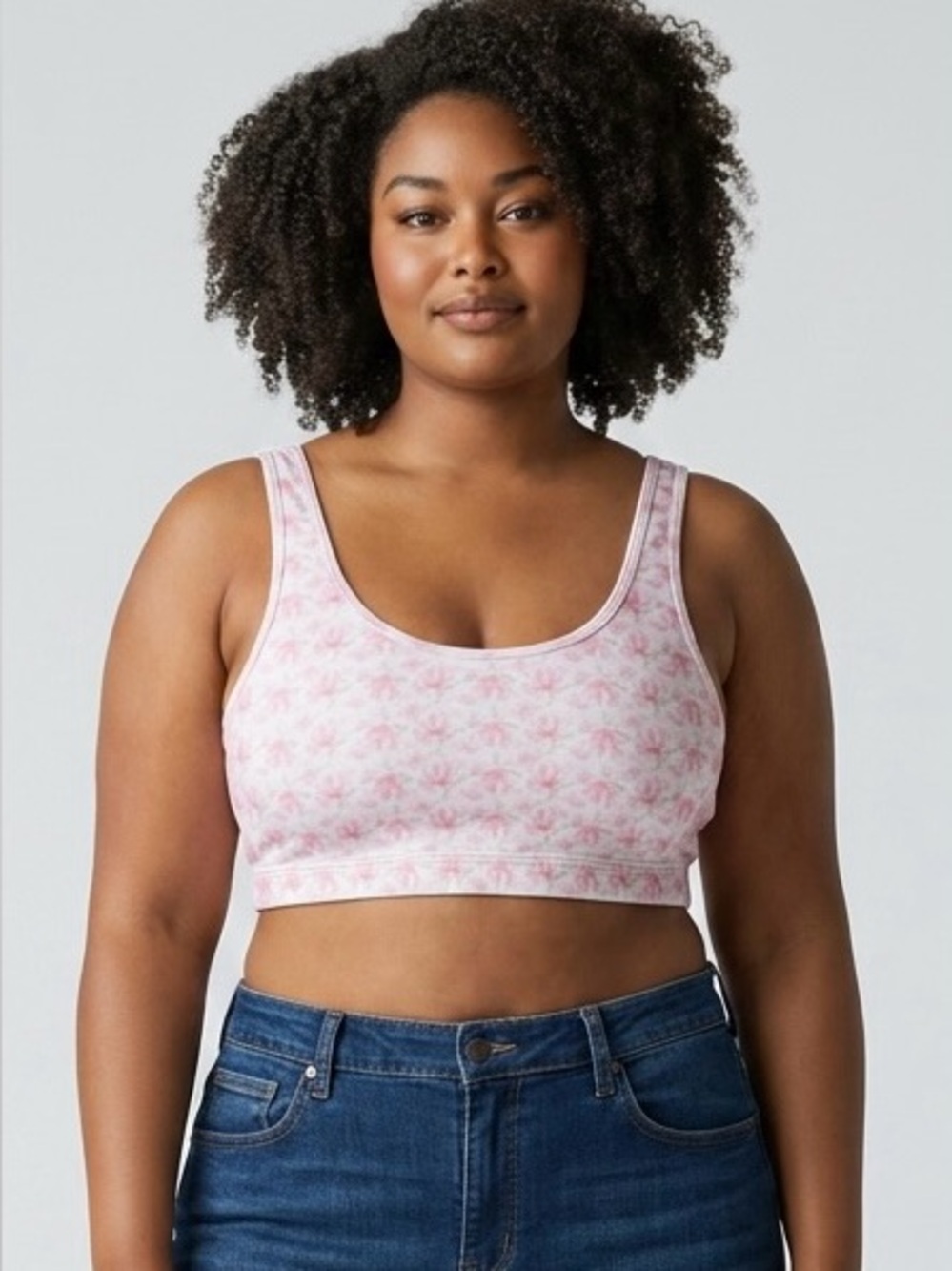 LoveShackFancy 
Ornice Bra Size Large in Pink/White Rose Patch